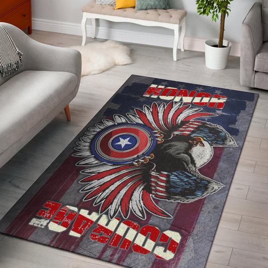 US Independence Day Eagle On US Shield Honor Courage Area Rug Home Decor