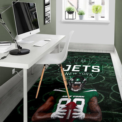 New York American Football Jets Football Cool Player Dark Green Theme Area Rug Home Decor