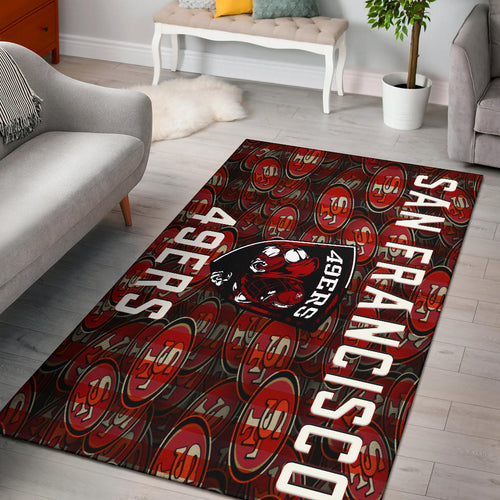 San Francisco American Football 49ers Football Ers Player On Shield SF Coin Doodle Area Rug Home Decor