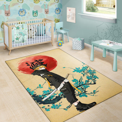 Demon Slayer Anime Zenitsu Wearing Modern Clothes Yellow Theme Area Rug Home Decor