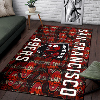 San Francisco American Football 49ers Football Ers Player On Shield SF Coin Doodle Area Rug Home Decor