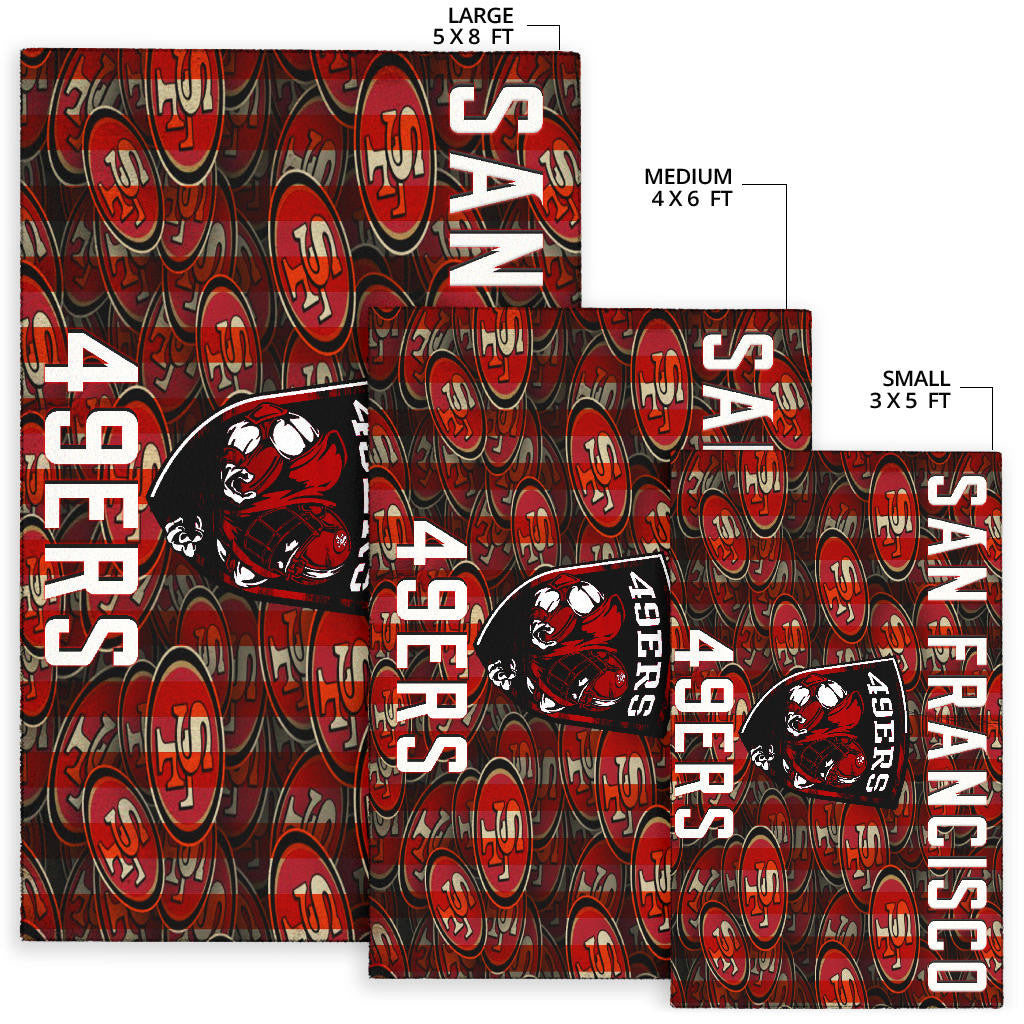 San Francisco American Football 49ers Football Ers Player On Shield SF Coin Doodle Area Rug Home Decor
