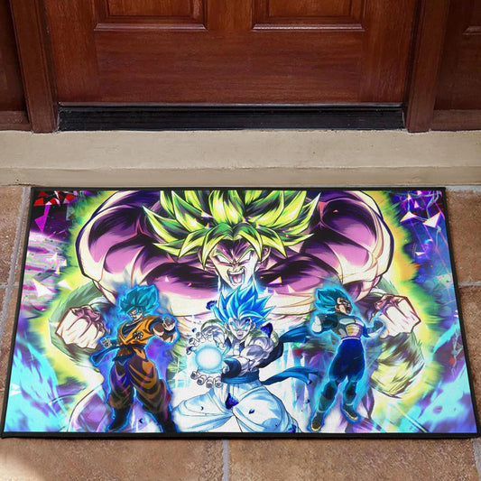Dragon Ball Anime DB Super Saiyan Broly Goku And Vegeta Power Vapor Door Mat Home Decor