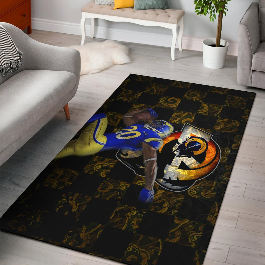 Los Angeles Rams American Football Team Raymond Calais 30 Grab Rugby Ball Running Area Rug Home Decor