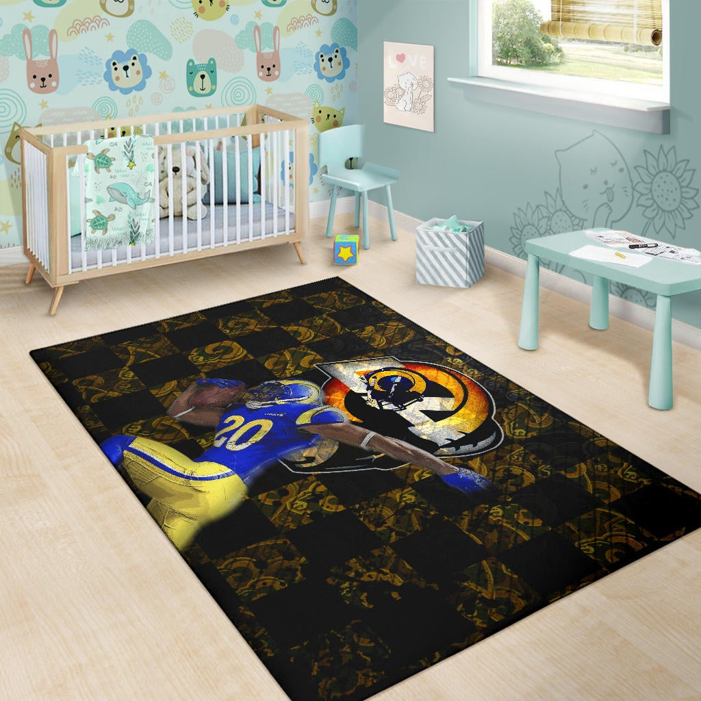 Los Angeles Rams American Football Team Raymond Calais 30 Grab Rugby Ball Running Area Rug Home Decor