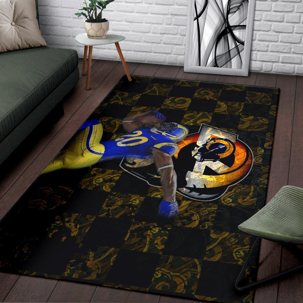 Los Angeles Rams American Football Team Raymond Calais 30 Grab Rugby Ball Running Area Rug Home Decor