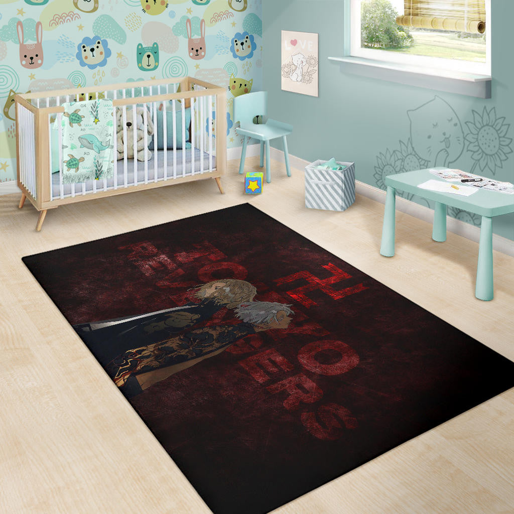 Tokyo Revengers Anime Mikey And Grey Hair Mate Dark Red Area Rug Home Decor
