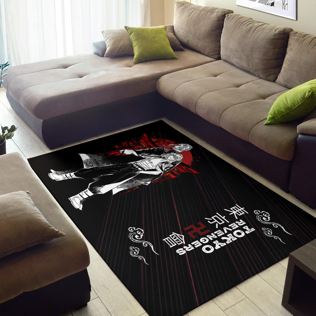 Tokyo Revengers Anime Mikey And Draken Together Black White Artwork Area Rug Home Decor