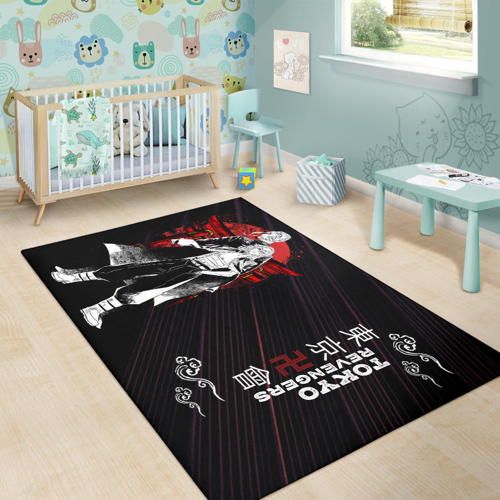 Tokyo Revengers Anime Mikey And Draken Together Black White Artwork Area Rug Home Decor