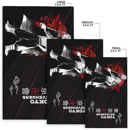 Tokyo Revengers Anime Mikey And Draken Together Black White Artwork Area Rug Home Decor