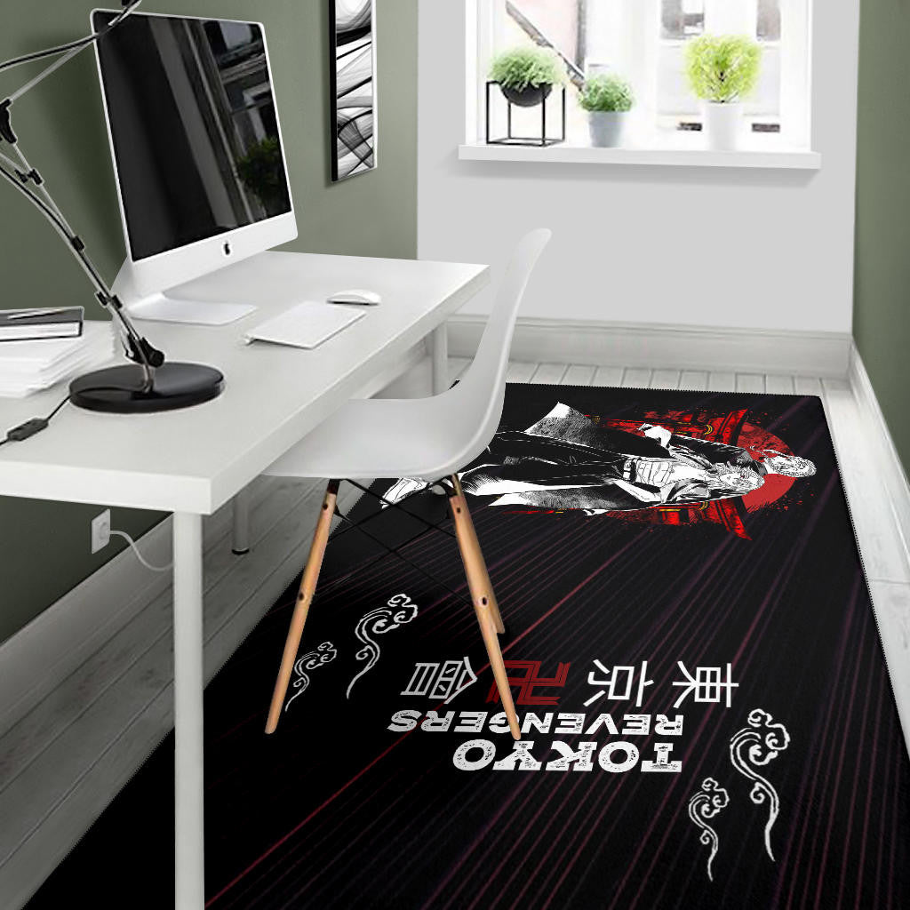 Tokyo Revengers Anime Mikey And Draken Together Black White Artwork Area Rug Home Decor