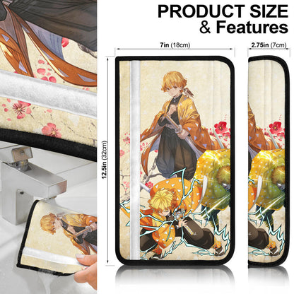 Demon Slayer Anime Zenitsu Lightning Breath Power Fighting Moments Seat Belt Covers