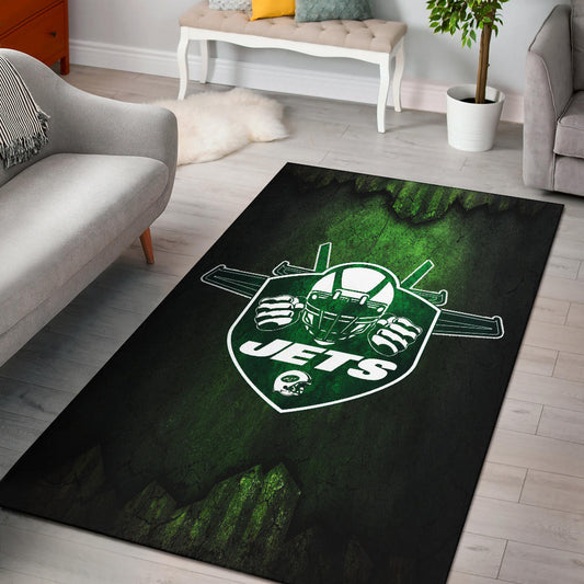 New York American Football Jets Football Jets Player Silhouette Dark Green Area Rug Home Decor