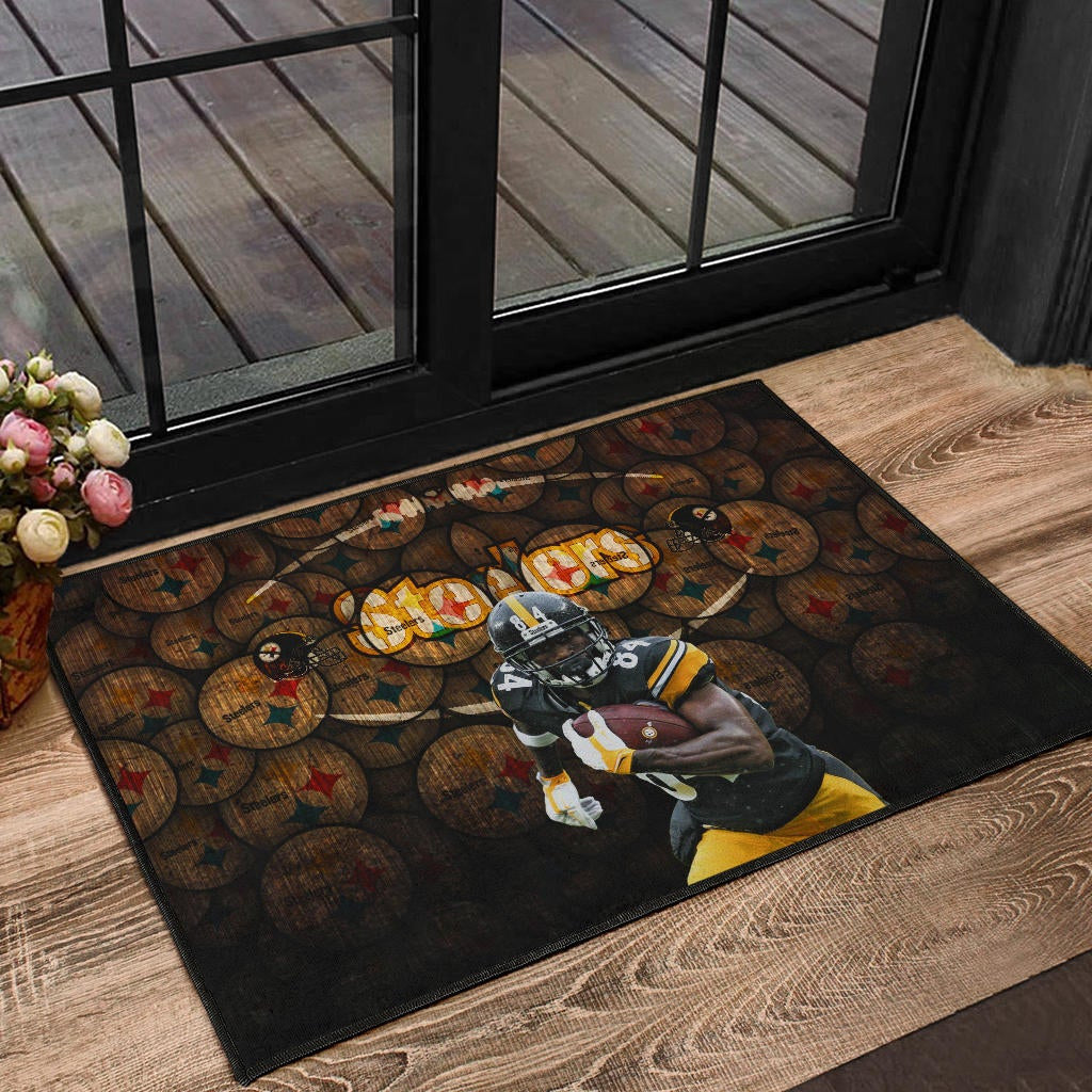 Pittsburgh Steelers American Football Antonio Brown Grab Rugby Ball Steelers Doodle Door Mat Home Decor
