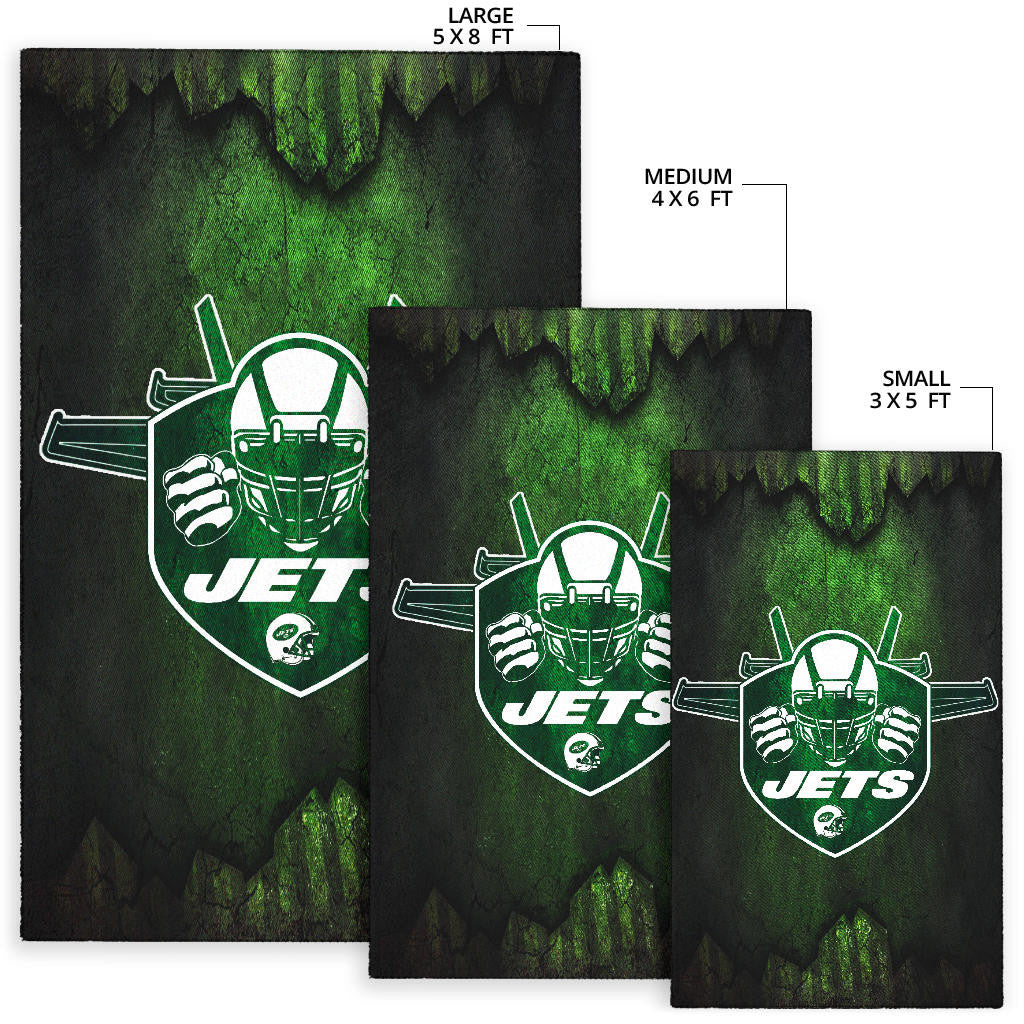 New York American Football Jets Football Jets Player Silhouette Dark Green Area Rug Home Decor