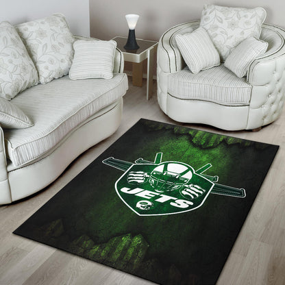 New York American Football Jets Football Jets Player Silhouette Dark Green Area Rug Home Decor