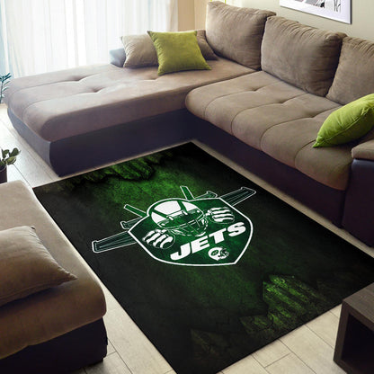 New York American Football Jets Football Jets Player Silhouette Dark Green Area Rug Home Decor