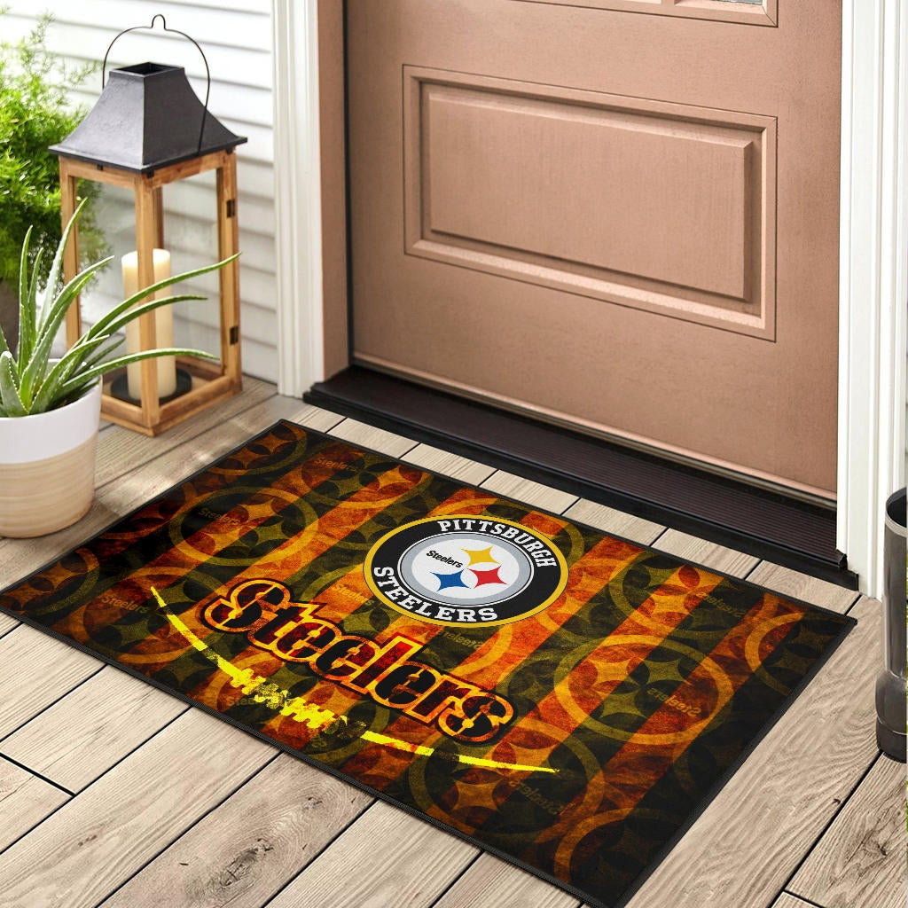 Pittsburgh Steelers American Football Flaming Steelers Background Door Mat Home Decor