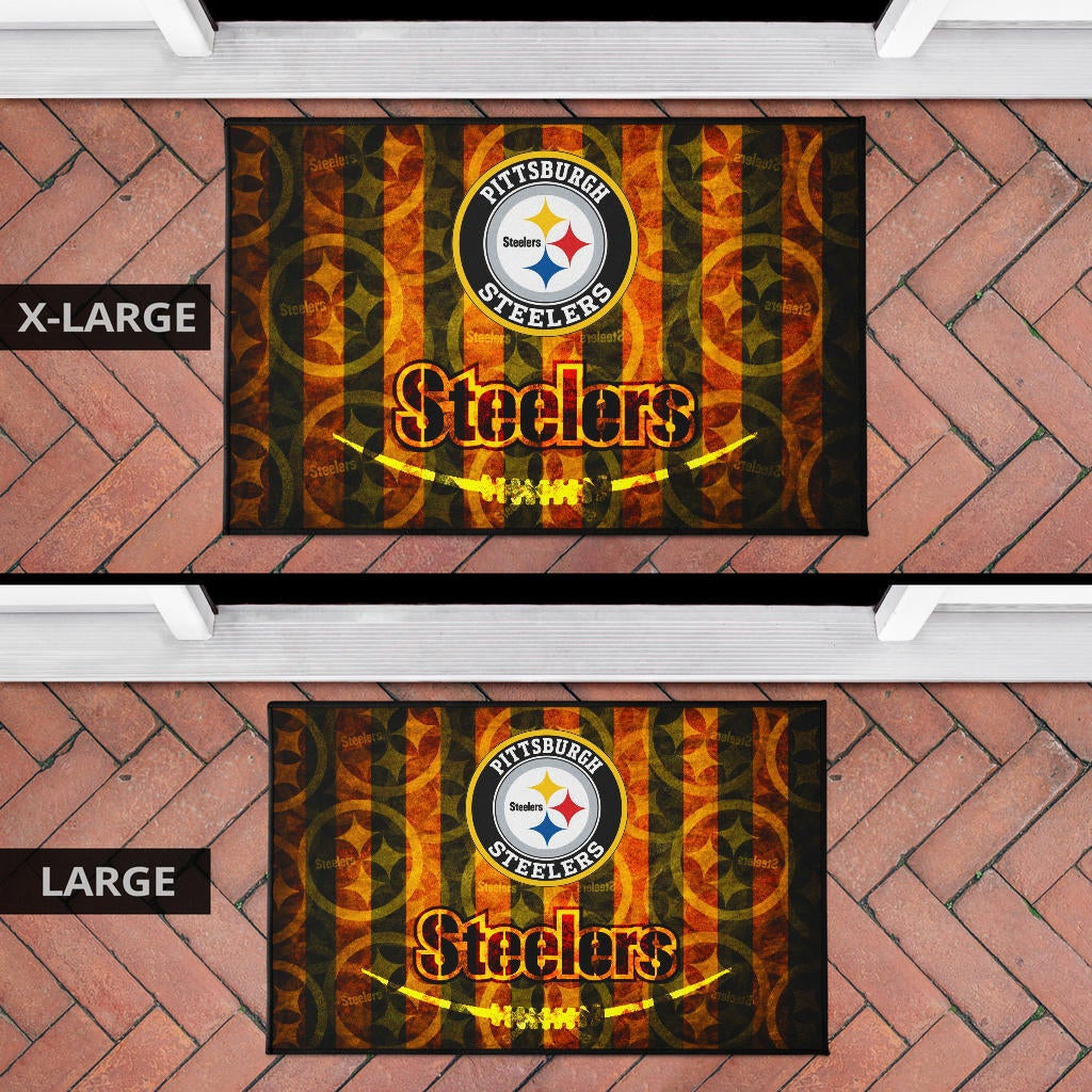 Pittsburgh Steelers American Football Flaming Steelers Background Door Mat Home Decor