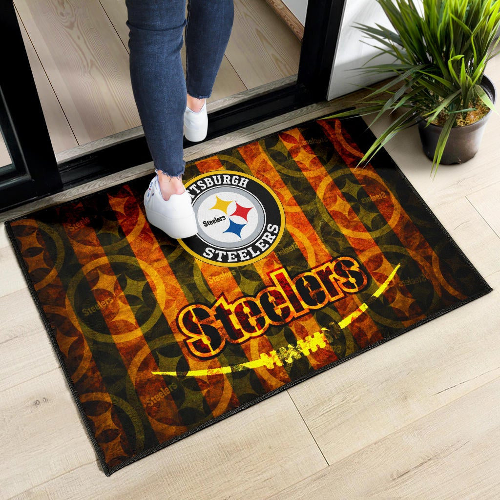 Pittsburgh Steelers American Football Flaming Steelers Background Door Mat Home Decor