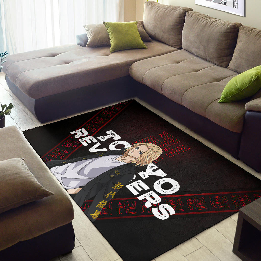 Tokyo Revengers Anime Cool Mikey Gang Red Pattern Theme Area Rug Home Decor