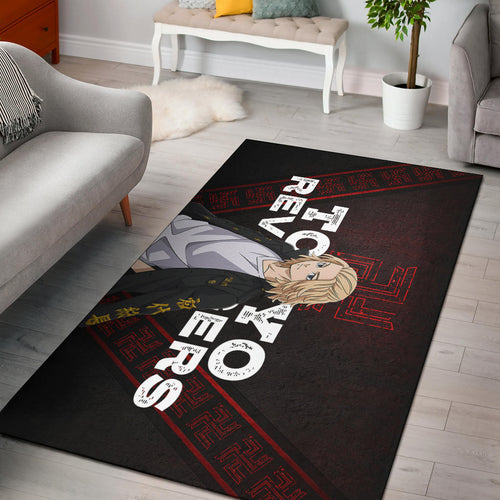 Tokyo Revengers Anime Cool Mikey Gang Red Pattern Theme Area Rug Home Decor