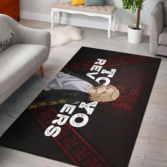 Tokyo Revengers Anime Cool Mikey Gang Red Pattern Theme Area Rug Home Decor