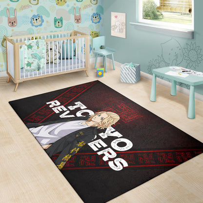 Tokyo Revengers Anime Cool Mikey Gang Red Pattern Theme Area Rug Home Decor