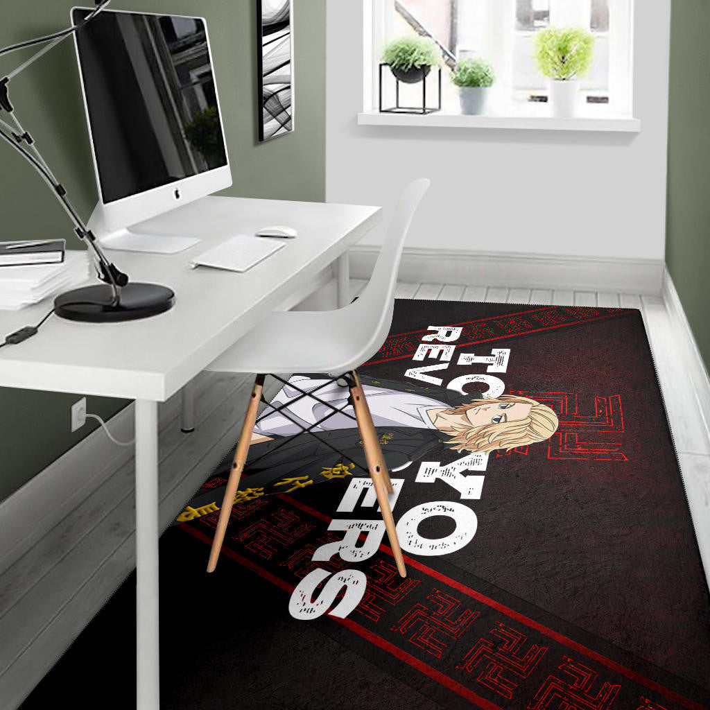 Tokyo Revengers Anime Cool Mikey Gang Red Pattern Theme Area Rug Home Decor