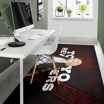 Tokyo Revengers Anime Cool Mikey Gang Red Pattern Theme Area Rug Home Decor