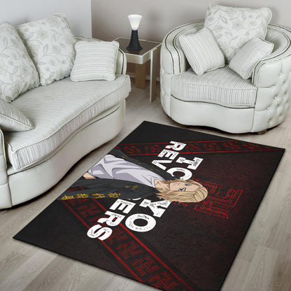 Tokyo Revengers Anime Cool Mikey Gang Red Pattern Theme Area Rug Home Decor