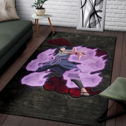 Naruto Anime Sasuke Uchiha Susano Power Grey Area Rug Home Decor