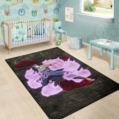 Naruto Anime Sasuke Uchiha Susano Power Grey Area Rug Home Decor