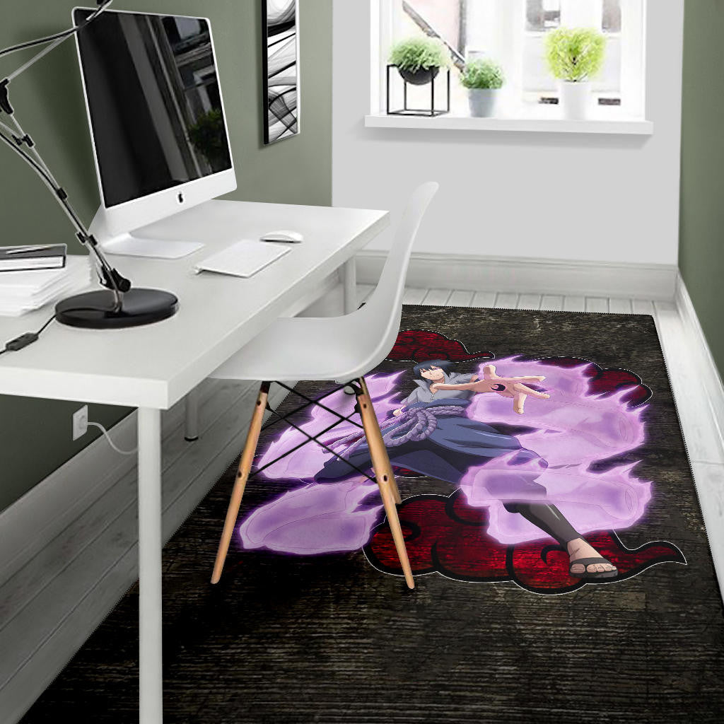 Naruto Anime Sasuke Uchiha Susano Power Grey Area Rug Home Decor