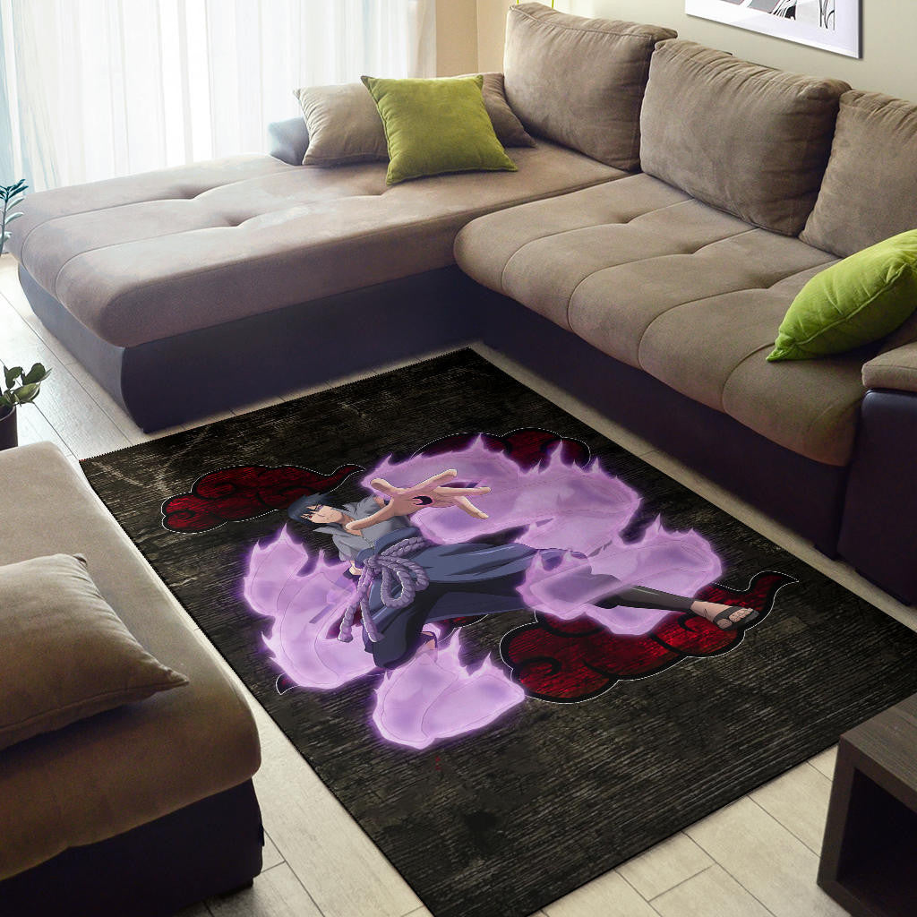 Naruto Anime Sasuke Uchiha Susano Power Grey Area Rug Home Decor