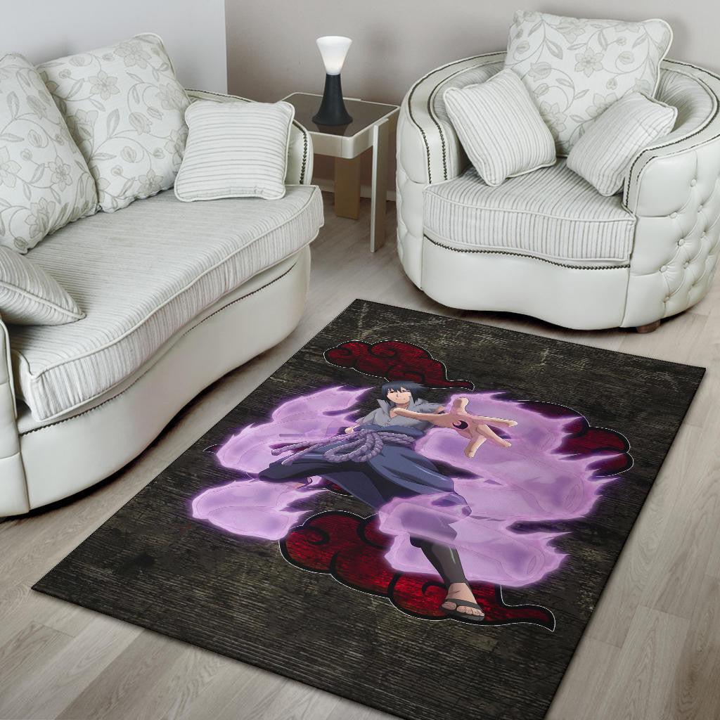 Naruto Anime Sasuke Uchiha Susano Power Grey Area Rug Home Decor