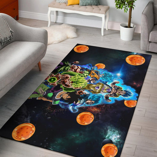 Dragon Ball Anime - DB Super Saiyan Power Blue Vapor Galaxy Area Rug Home Decor