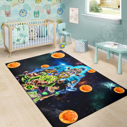 Dragon Ball Anime - DB Super Saiyan Power Blue Vapor Galaxy Area Rug Home Decor