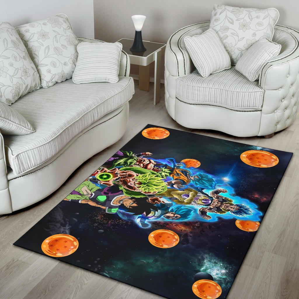 Dragon Ball Anime - DB Super Saiyan Power Blue Vapor Galaxy Area Rug Home Decor