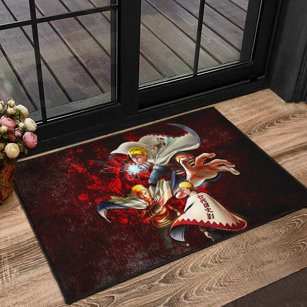 Naruto Anime Naruto Hokage Sharingan Red And Black Theme Door Mat Home Decor