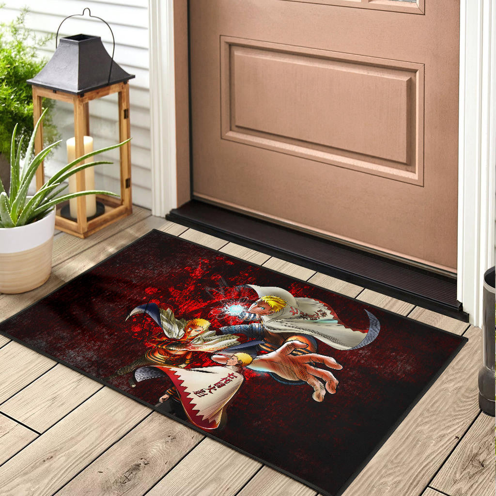 Naruto Anime Naruto Hokage Sharingan Red And Black Theme Door Mat Home Decor