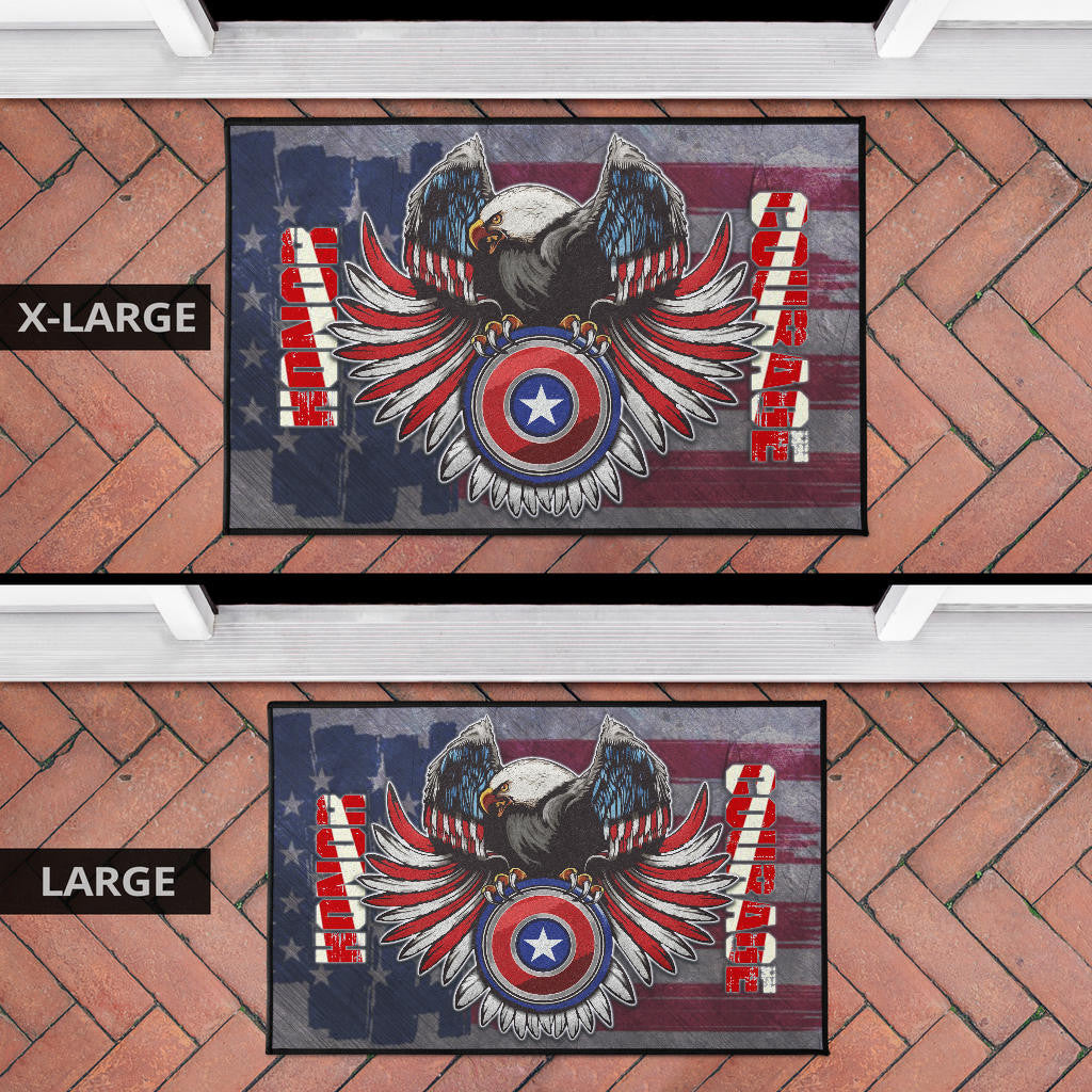 US Independence Day Eagle On US Shield Honor Courage Door Mat Home Decor
