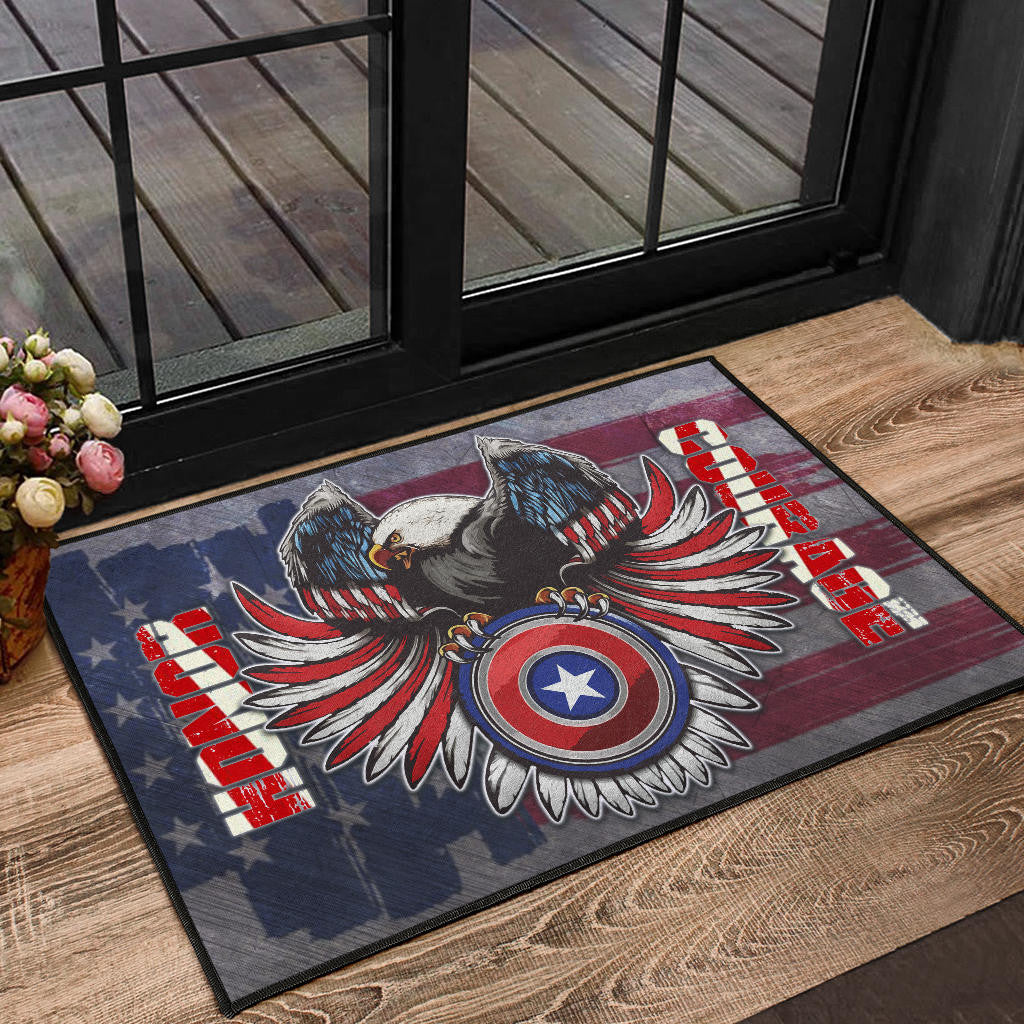 US Independence Day Eagle On US Shield Honor Courage Door Mat Home Decor