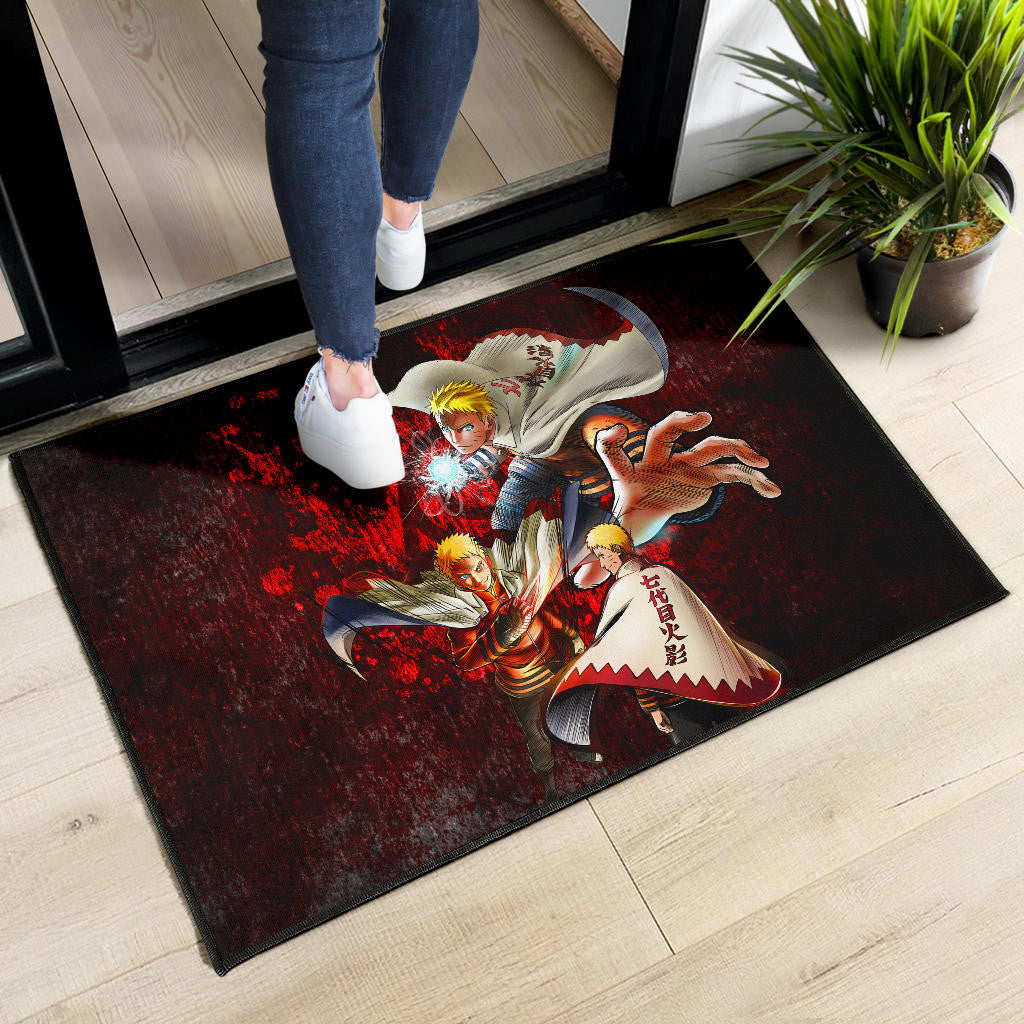 Naruto Anime Naruto Hokage Sharingan Red And Black Theme Door Mat Home Decor