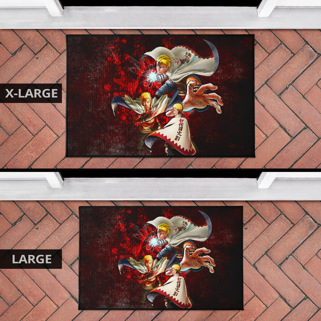 Naruto Anime Naruto Hokage Sharingan Red And Black Theme Door Mat Home Decor