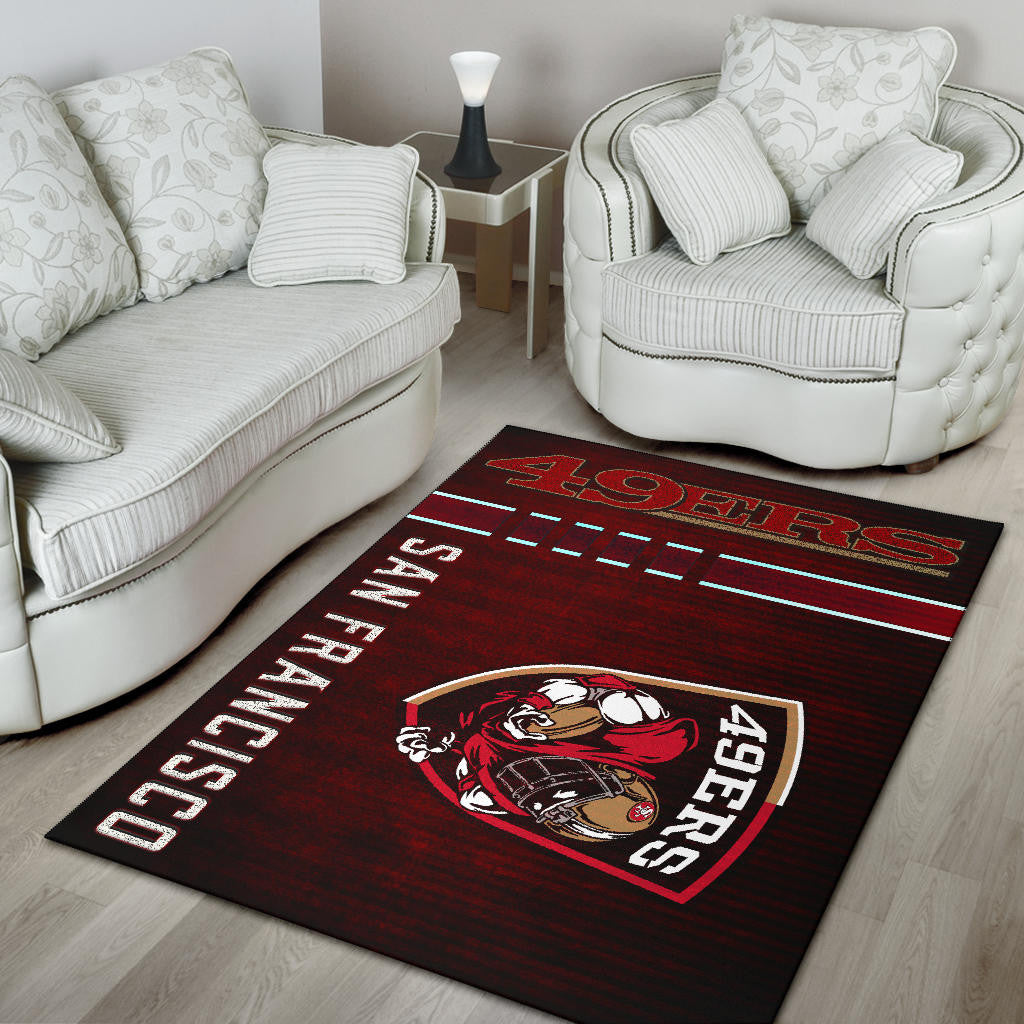 San Francisco American Football 49ers Football Ers Player On Shield Dark Red Area Rug Home Decor
