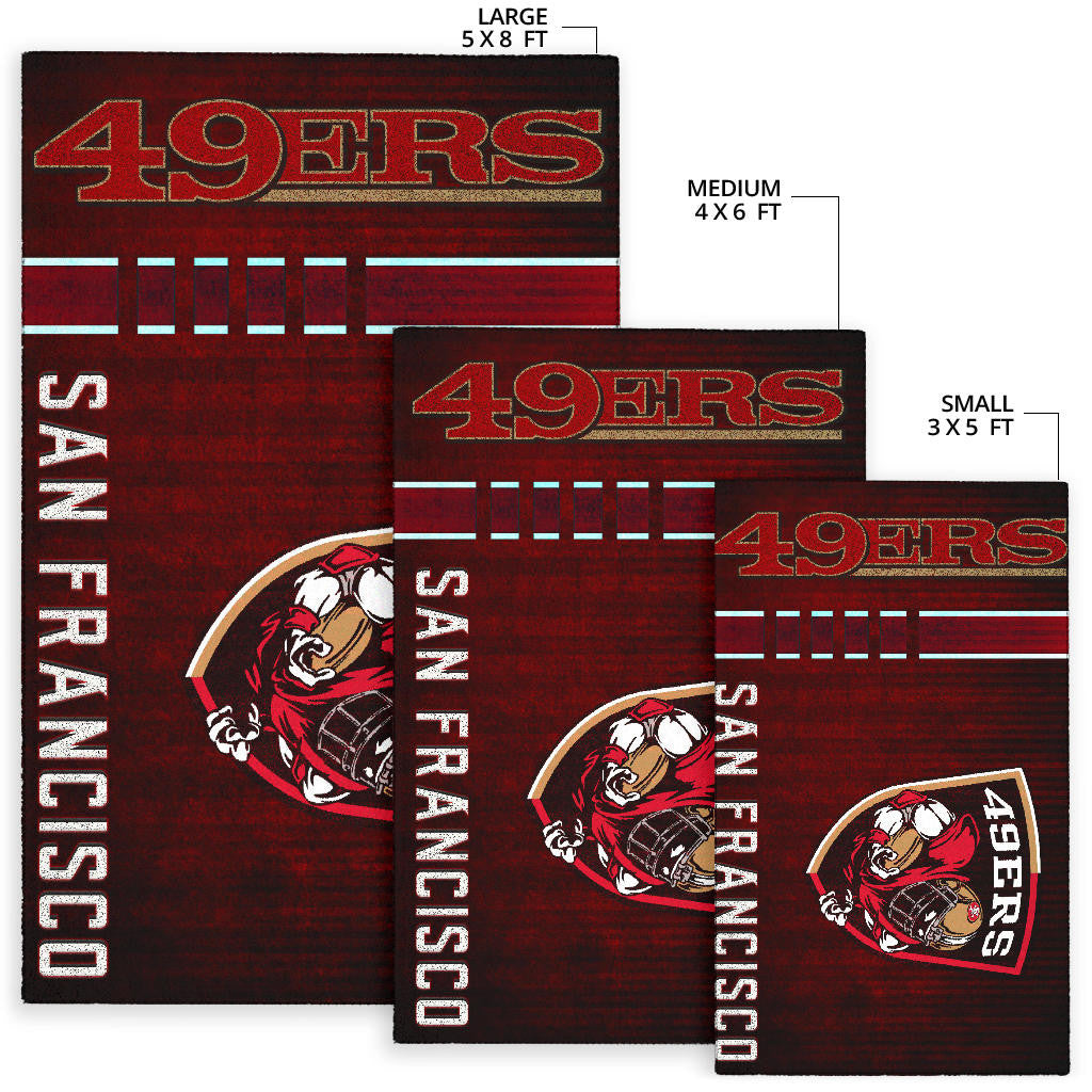 San Francisco American Football 49ers Football Ers Player On Shield Dark Red Area Rug Home Decor