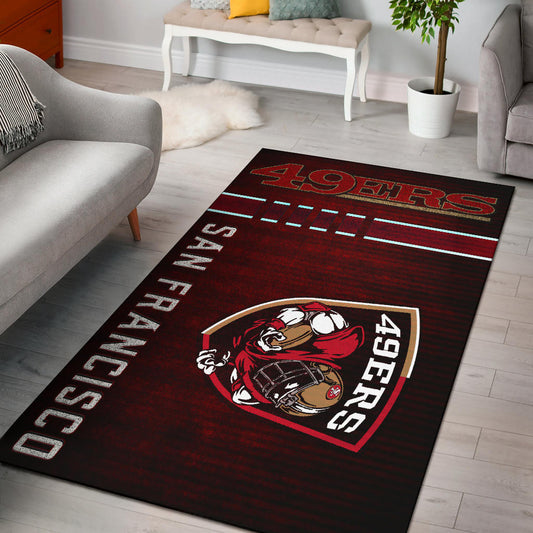 San Francisco American Football 49ers Football Ers Player On Shield Dark Red Area Rug Home Decor