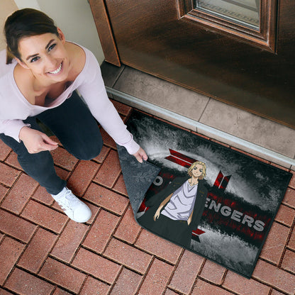Tokyo Revengers Anime Cool Mikey Smiling Red And Grey Door Mat Home Decor