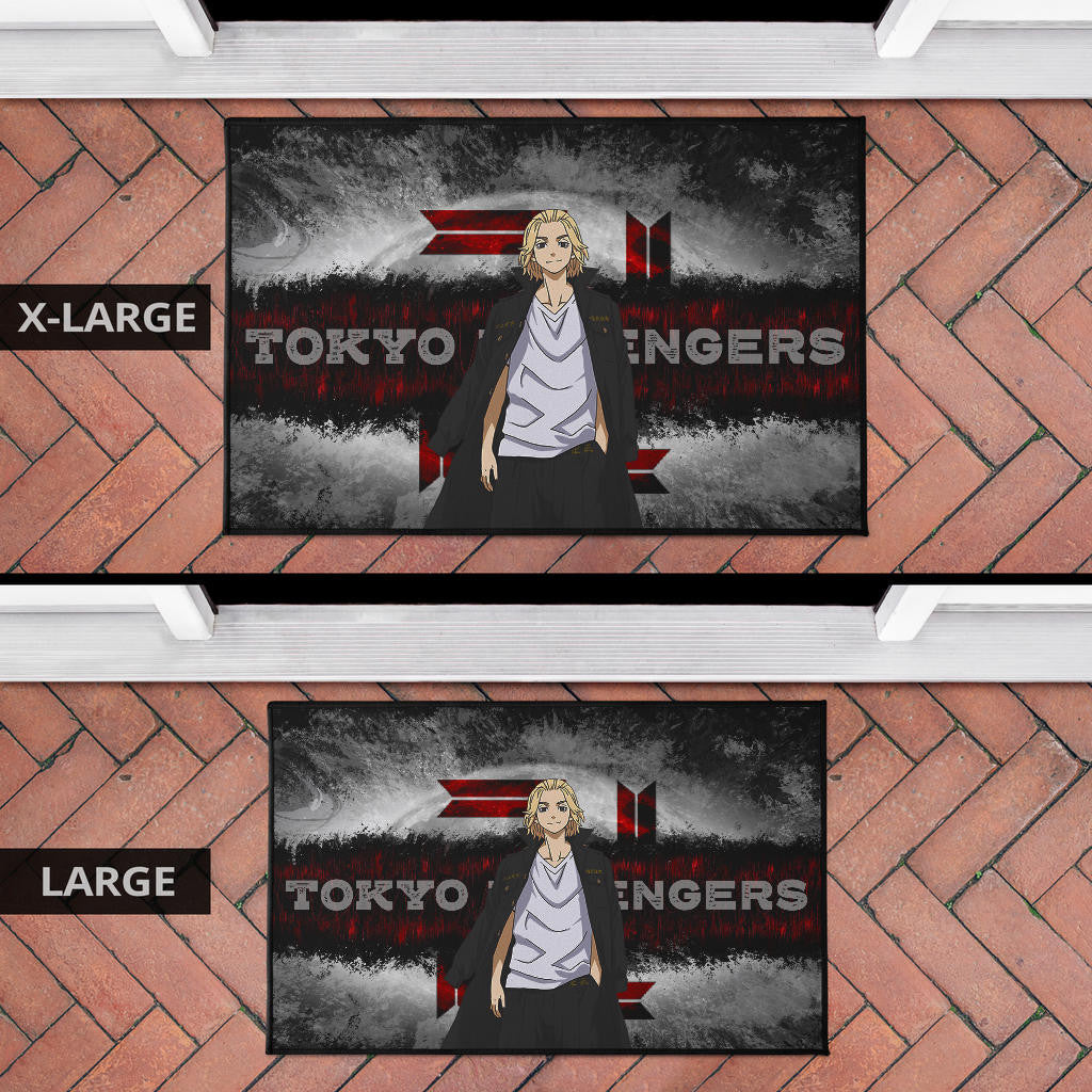 Tokyo Revengers Anime Cool Mikey Smiling Red And Grey Door Mat Home Decor